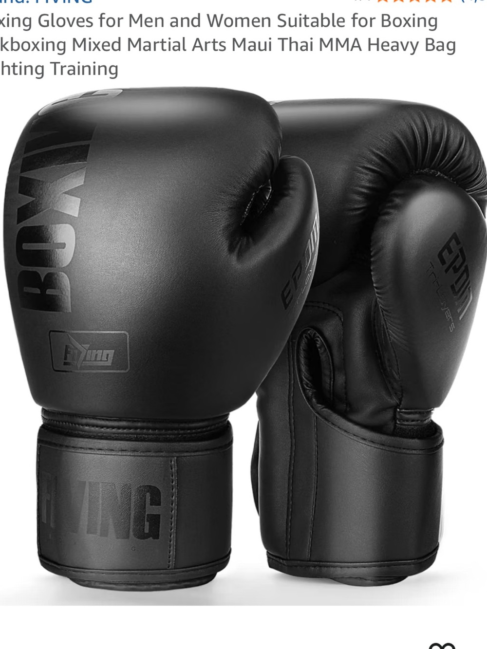 Black Boxing Gloves with Secure Wrist Support 101lb-120lb
